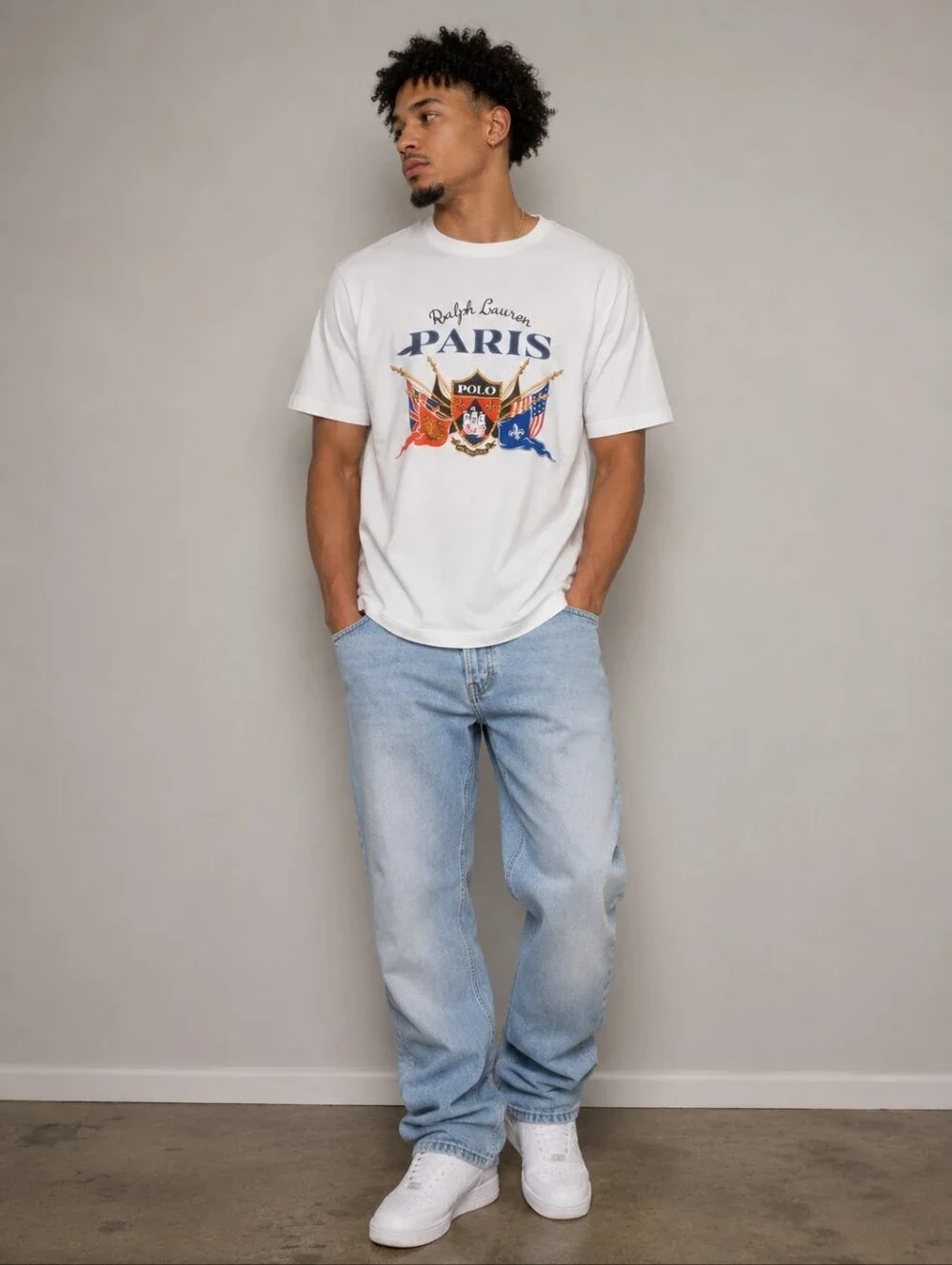 NWT Polo Ralph Lauren Paris Graphic T-Shirt Men's XLT White Short Sleeve Tee